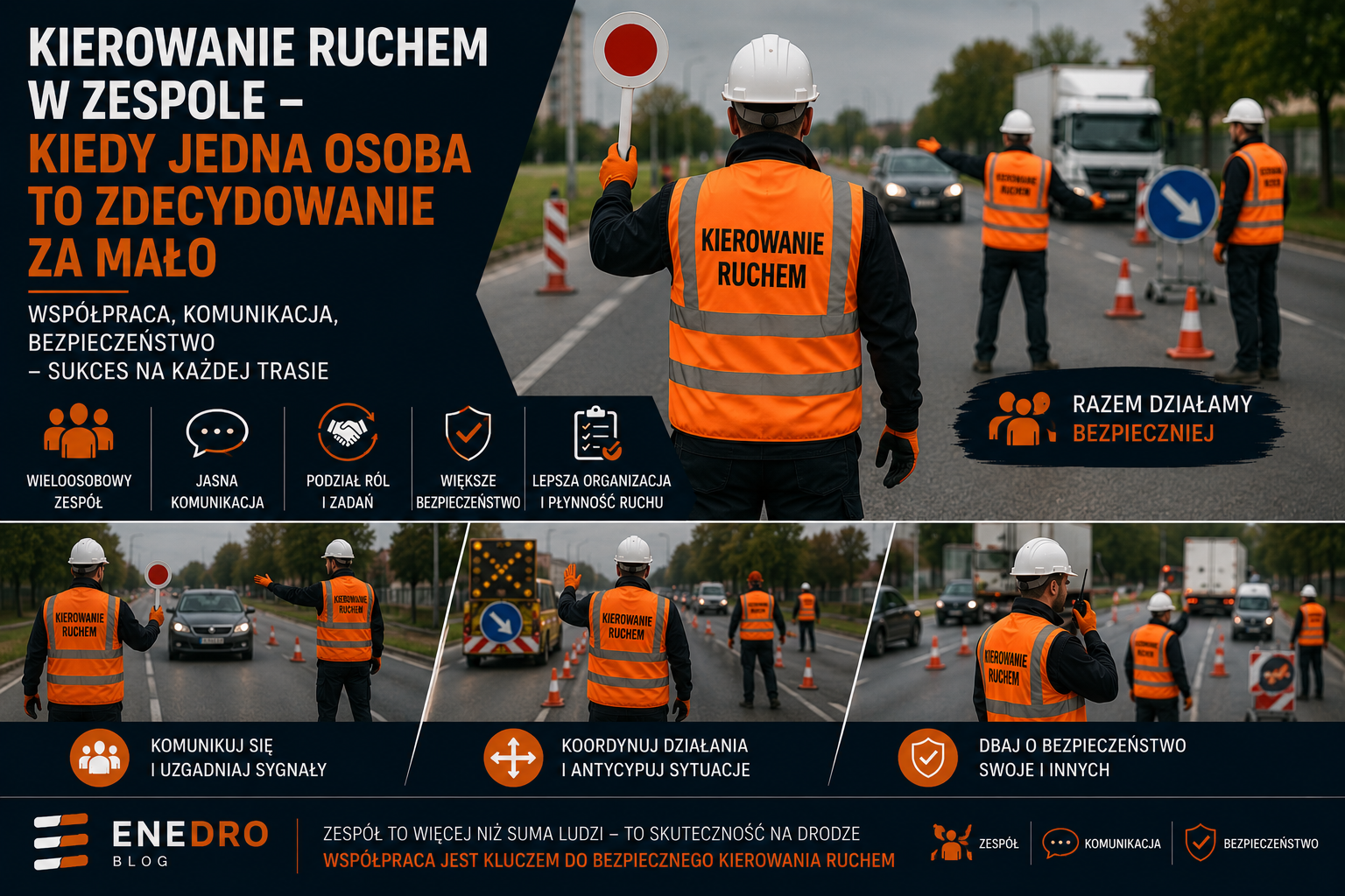 Praca w zespole podczas kierowania ruchem