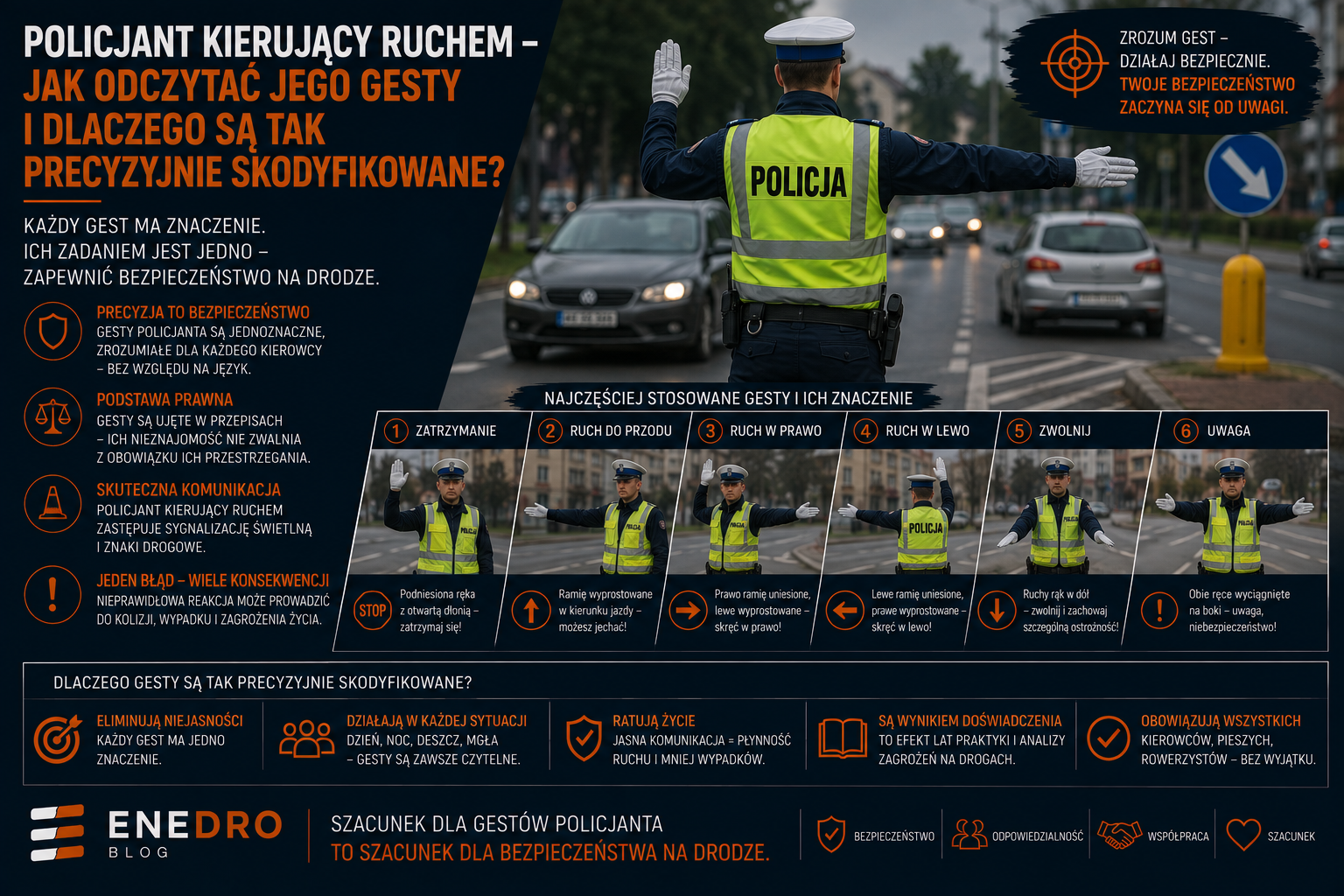 Policjant podczas kierowania ruchem drogowym