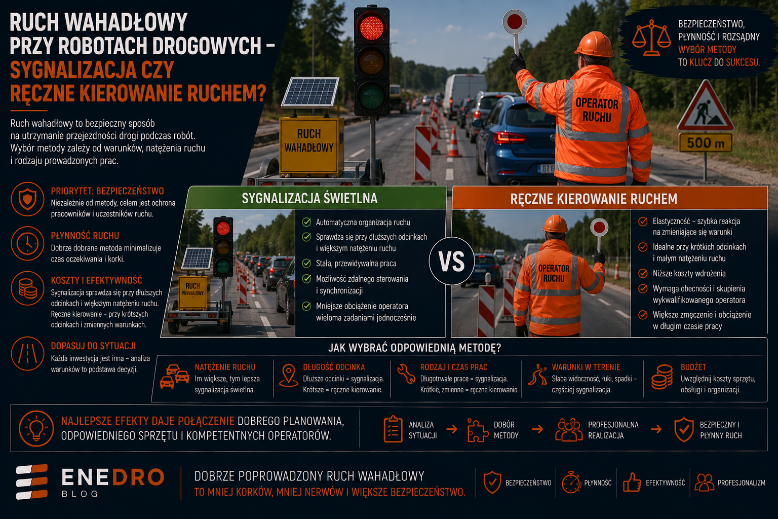 Ruch wahadłowy podczas prac drogowych